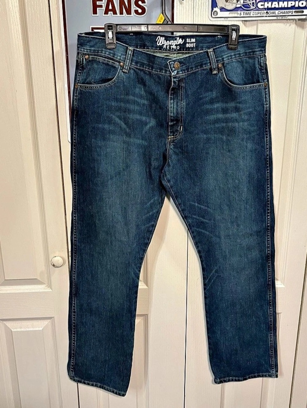 Wrangler Retro Slim Boot Men's Cotton Slim Boot Jeans Waist 40 Blue